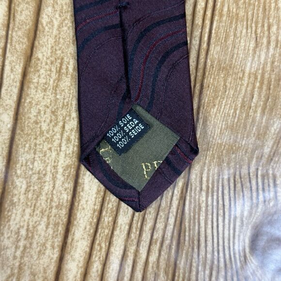 Principe Silk Men’s Tie Burgundy Made In Italy 100% Silk Men’s Necktie 62.5x3.9” - Picture 5 of 9